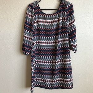 SOLD Orange/blue tunic dress w/low back